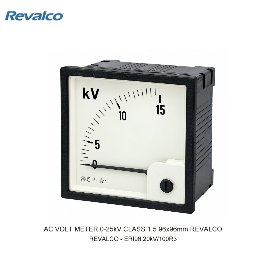 AC VOLT METER 0-25kV CLASS 1.5 96x96mm REVALCO