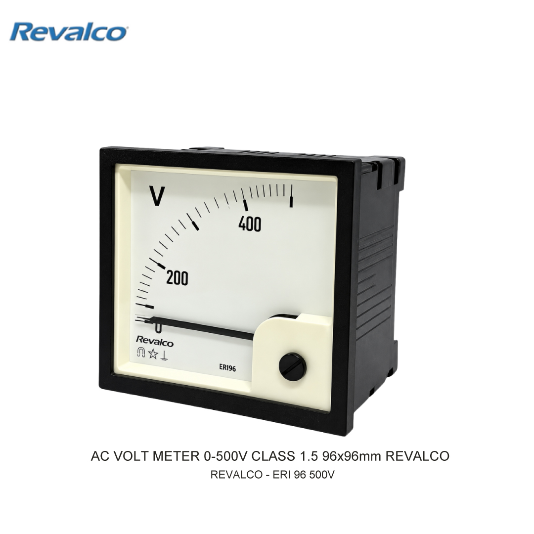 AC VOLT METER 0-500V CLASS 1.5 96x96mm REVALCO