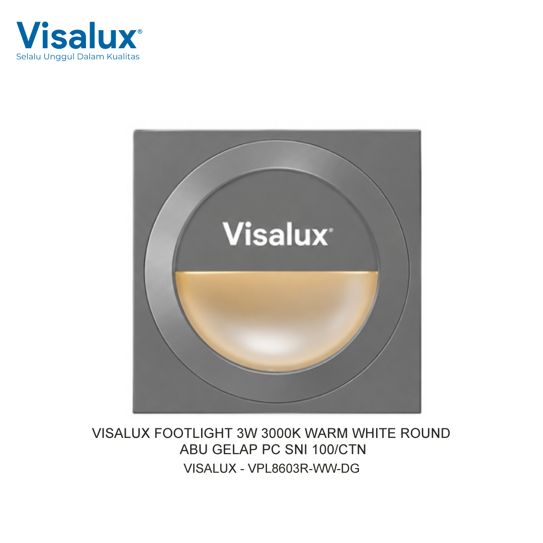 FOOTLIGHT 3W 3000K WARM WHITE ROUND ABU GELAP PC SNI 100/CTN VISALUX