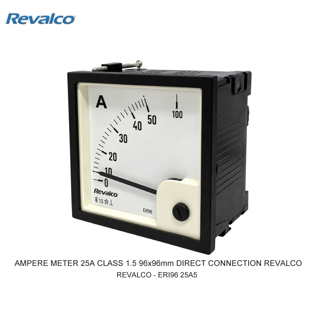 AMPERE METER 25A CLASS 1.5 96x96mm DIRECT CONNECTION REVALCO