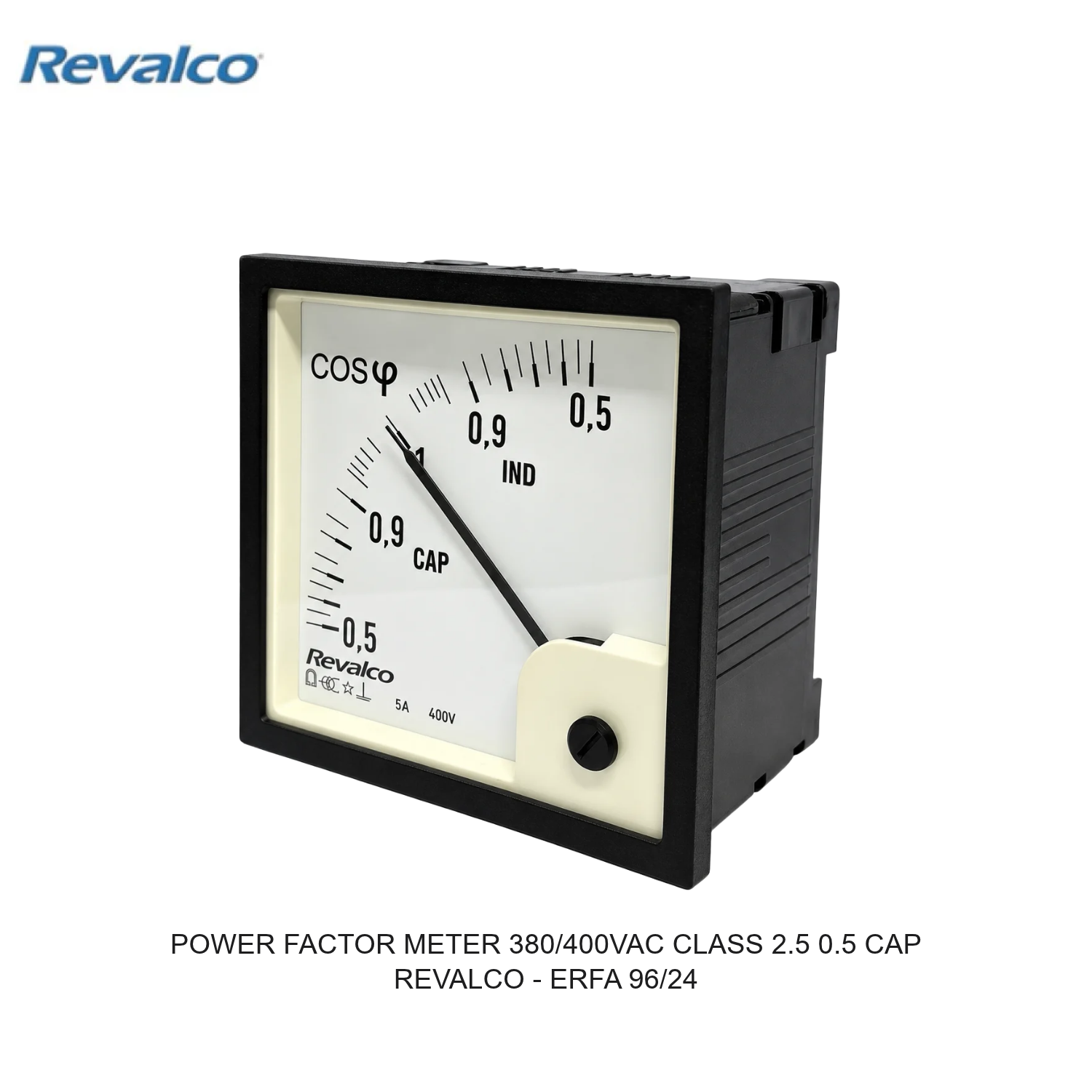 POWER FACTOR METER 380/400VAC CLASS 2.5 0.5 CAP - 1 - 0.5 IND 3P3W BALANCED LOAD REVALCO