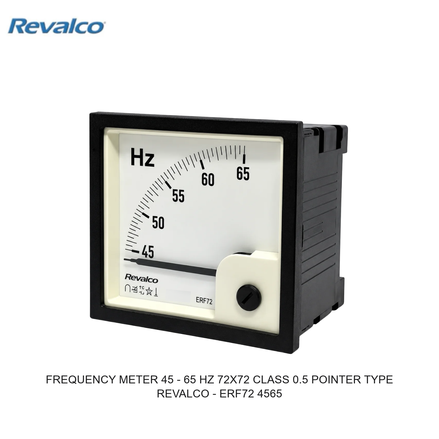 FREQUENCY METER 45 - 65 HZ 72X72 CLASS 0.5 POINTER TYPE REVALCO