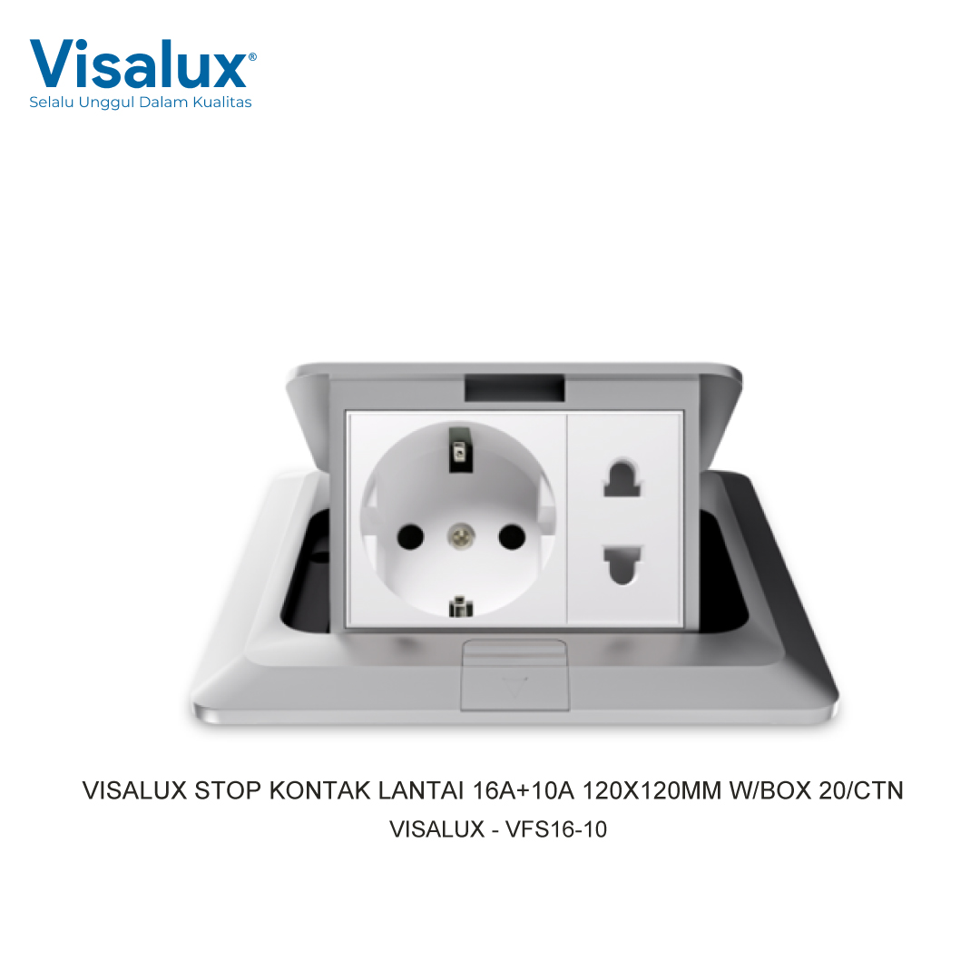 FLOOR SOCKET 16A+10A 120X120MM W/BOX 20/CTN VISALUX