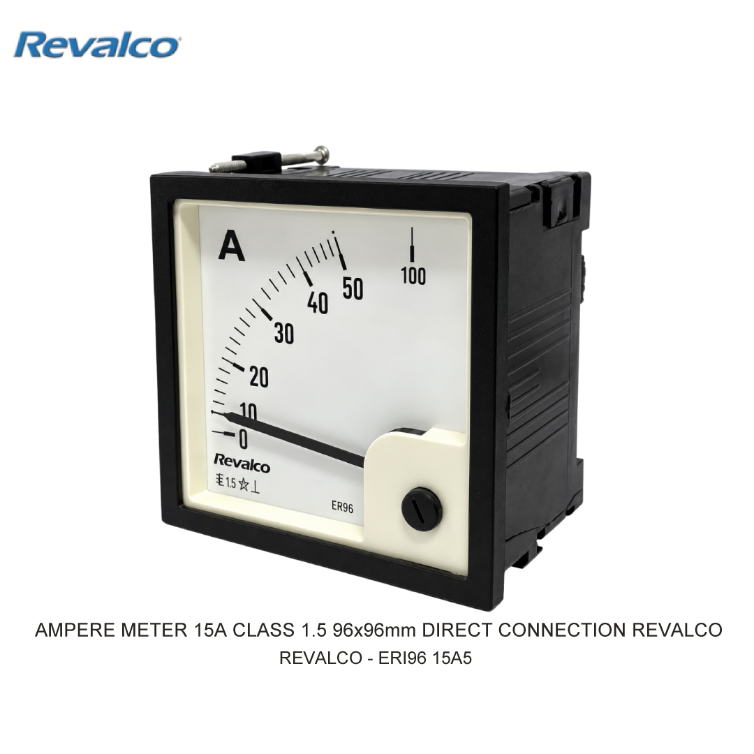AMPERE METER 15A CLASS 1.5 96x96mm DIRECT CONNECTION REVALCO