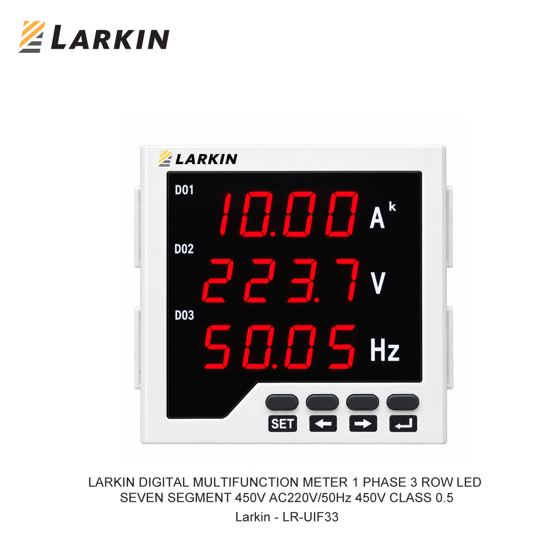 LARKIN DIGITAL MULTIFUNCTION METER 1 PHASE 3 ROW LED SEVEN SEGMENT 450V AC220V/50Hz 450V CLASS 0.5