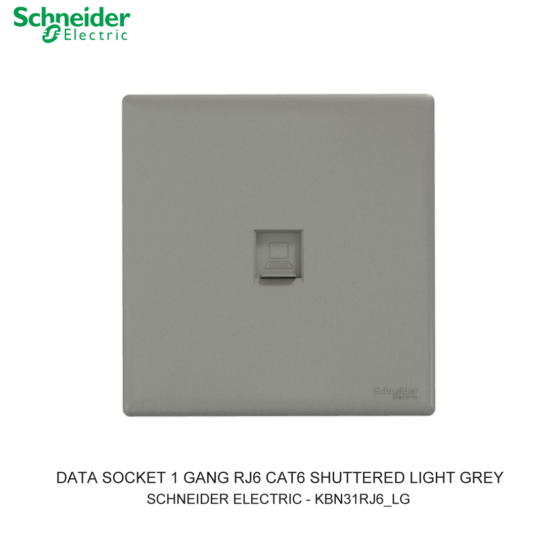DATA SOCKET 1 GANG RJ6 CAT6 SHUTTERED LIGHT GREY VIVACE E