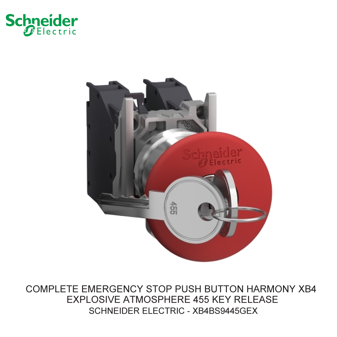 COMPLETE EMERGENCY STOP PUSH BUTTON HARMONY XB4 EXPLOSIVE ATMOSPHERE 455 KEY RELEASE