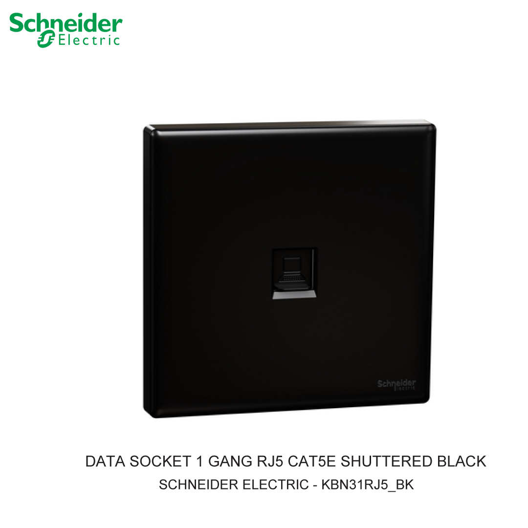 DATA SOCKET 1 GANG RJ5 CAT5E SHUTTERED HITAM VIVACE E