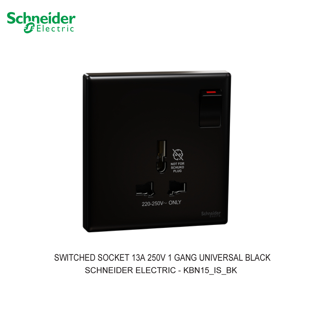 SWITCHED SOCKET 13A 250V 1 GANG UNIVERSAL HITAM VIVACE E