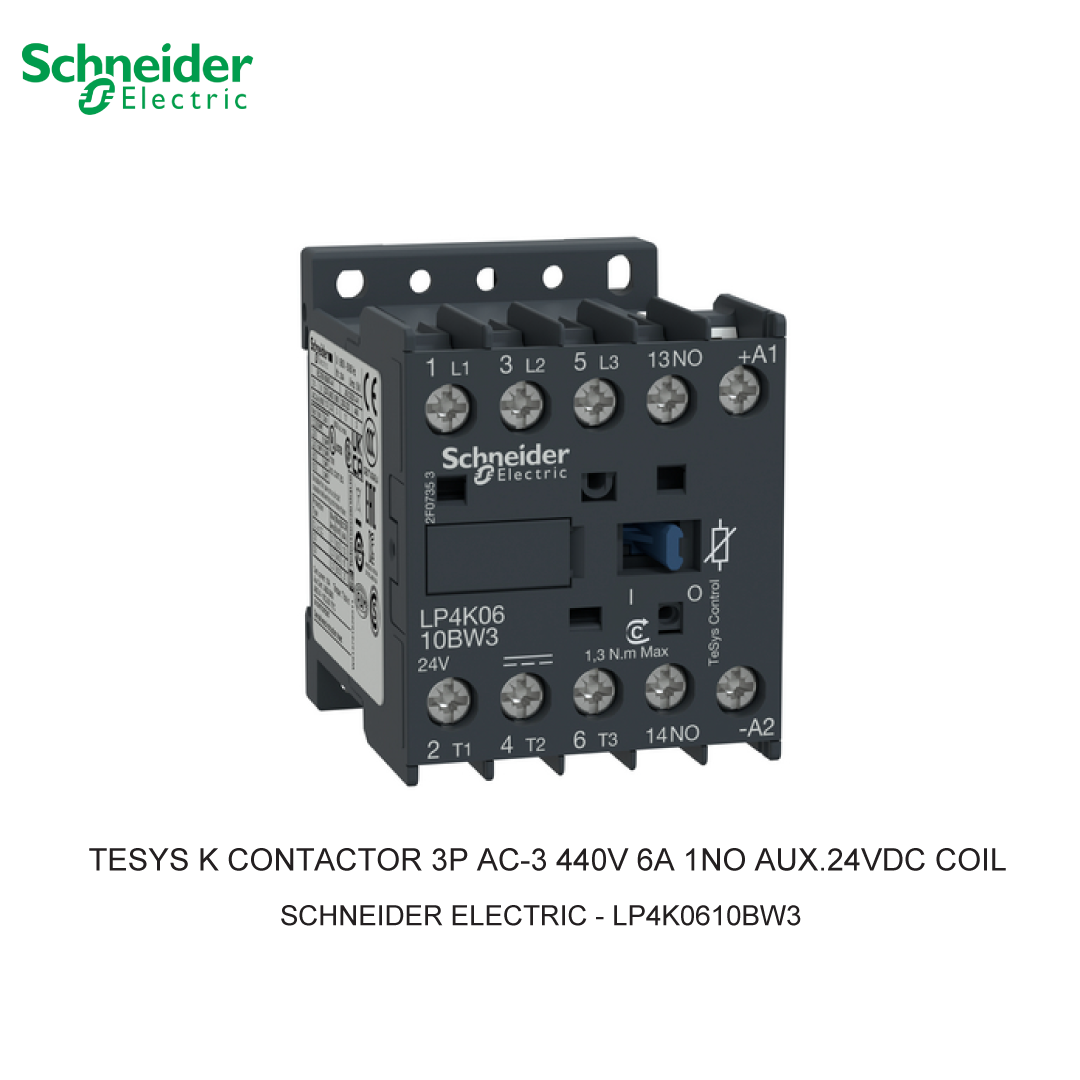TESYS K CONTACTOR 3P AC-3 440V 6A 1NO AUX.24VDC COIL
