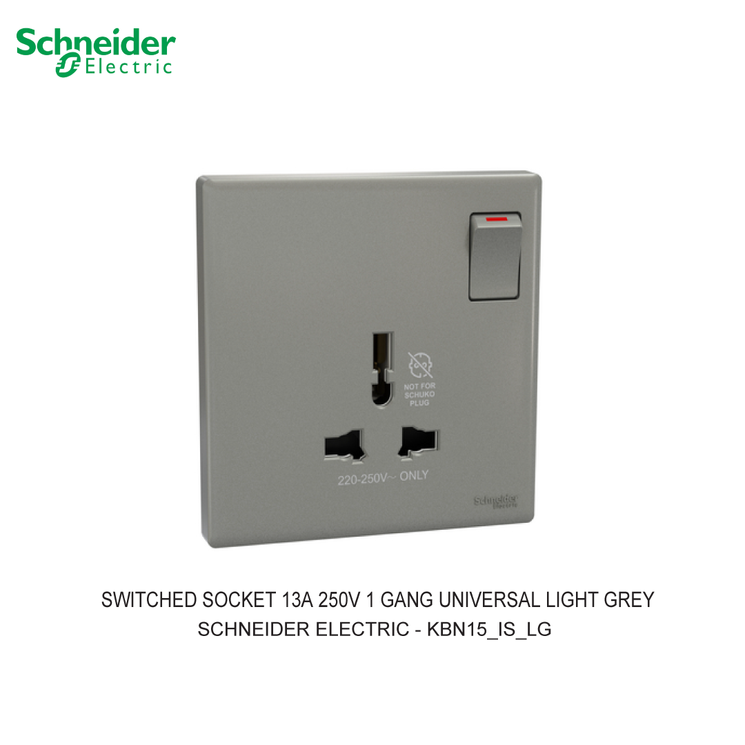 SWITCHED SOCKET 13A 250V 1 GANG UNIVERSAL LIGHT GREY VIVACE E