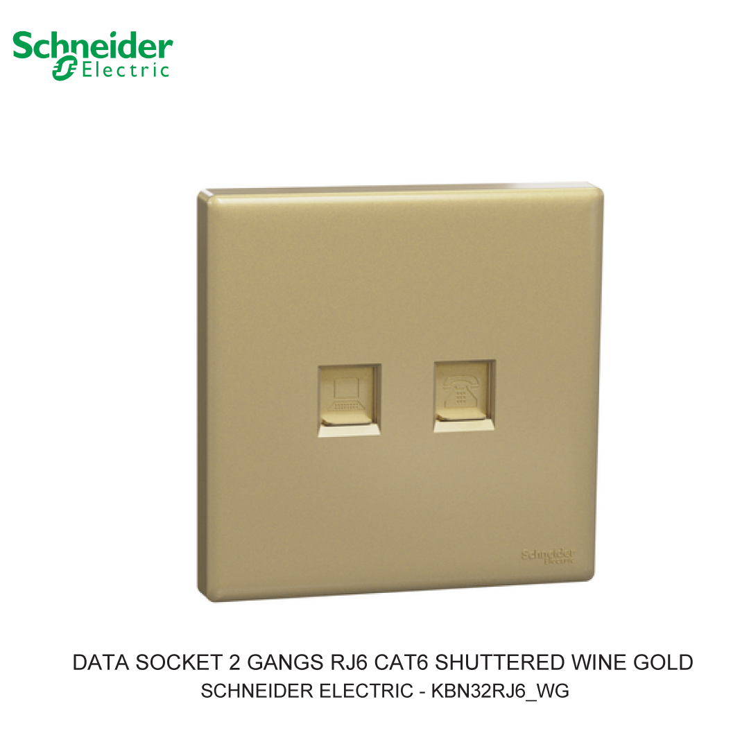 DATA SOCKET 2 GANGS RJ6 CAT6 SHUTTERED WINE GOLD VIVACE E