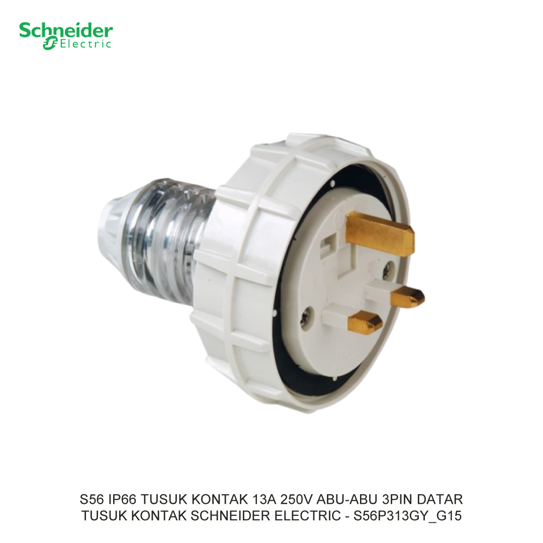 S56 IP66 TUSUK KONTAK 13A 250V ABU-ABU 3PIN DATAR