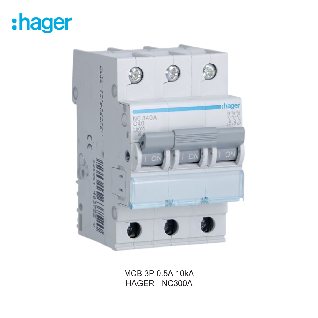 HAGER MCB 3P 0.5A 10kA KURVA C