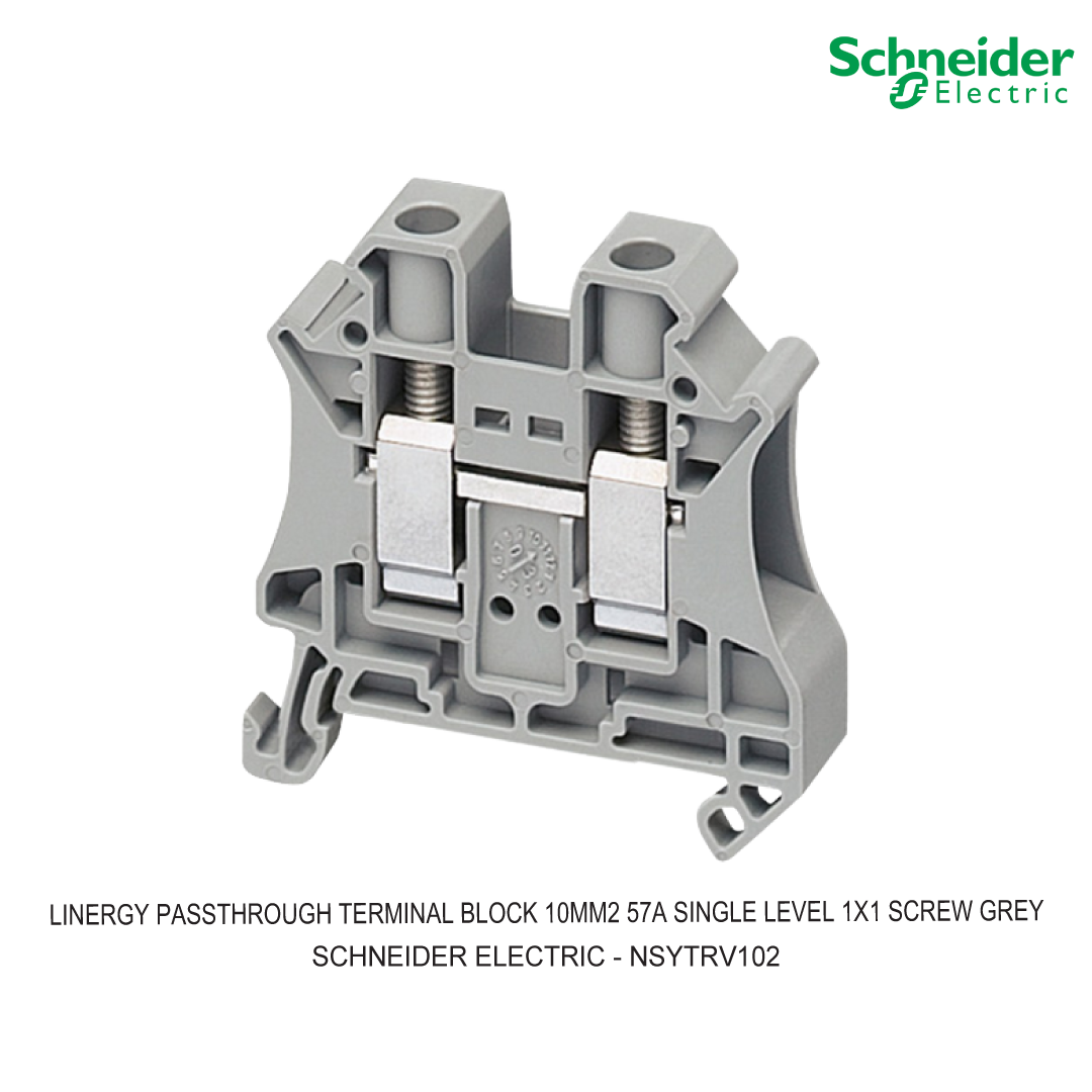 LINERGY PASSTHROUGH TERMINAL BLOCK 10MM2 57A SINGLE LEVEL 1X1 SCREW GREY