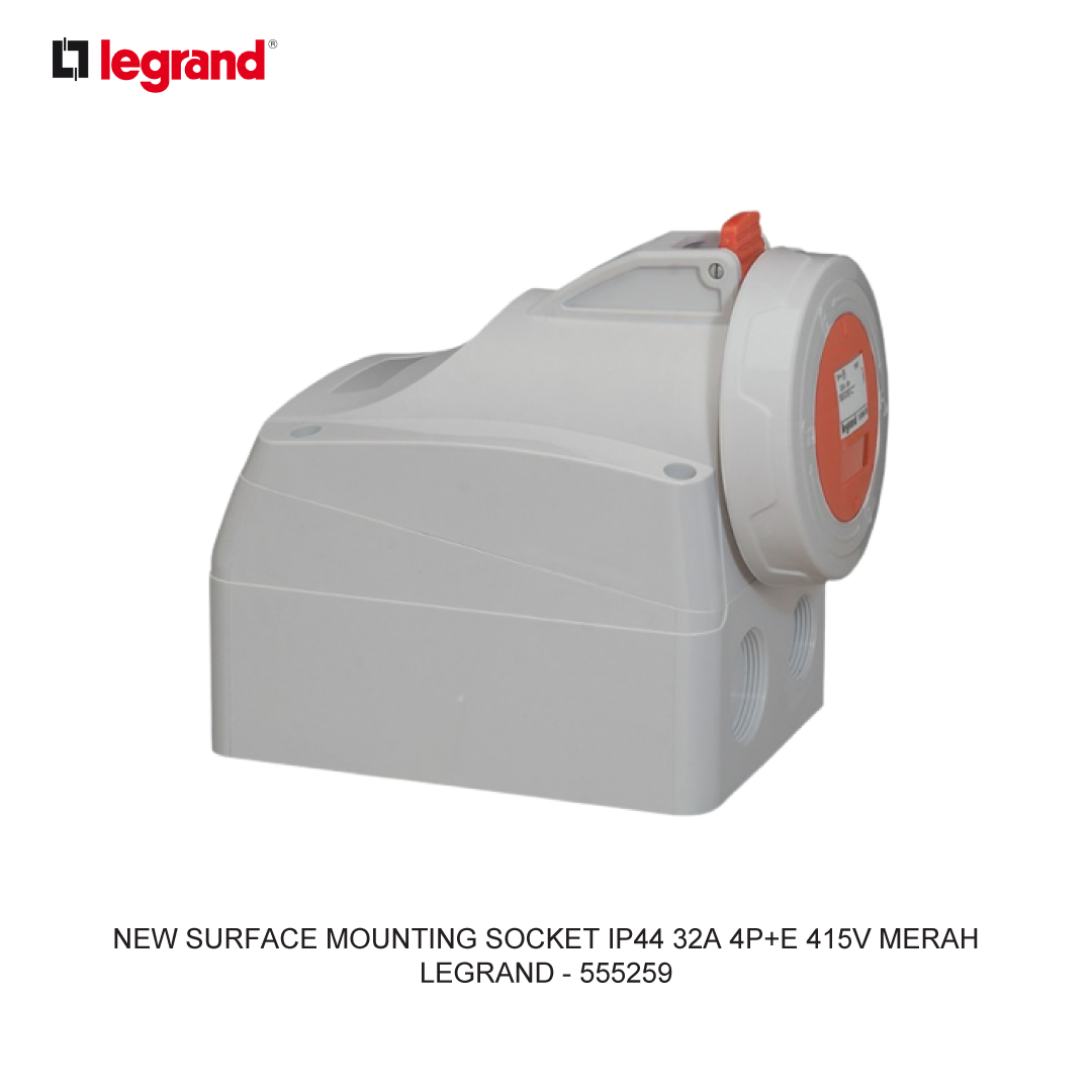 NEW SURFACE MOUNTING SOCKET IP44 32A 4P+E 415V MERAH