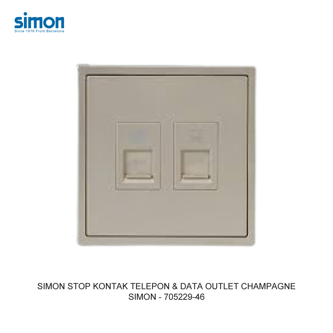 SIMON i7 STOP KONTAK TELEPON & DATA OUTLET CHAMPAGNE