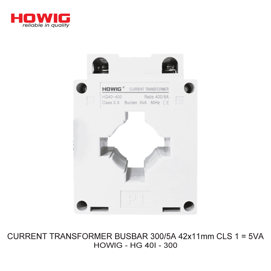 CURRENT TRANSFORMER BUSBAR 300/5A 42x11mm CLS 1 = 5VA