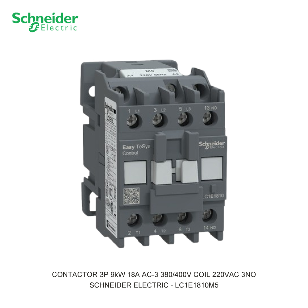 CONTACTOR 3P 9kW 18A AC-3 380/400V COIL 220VAC 3NO