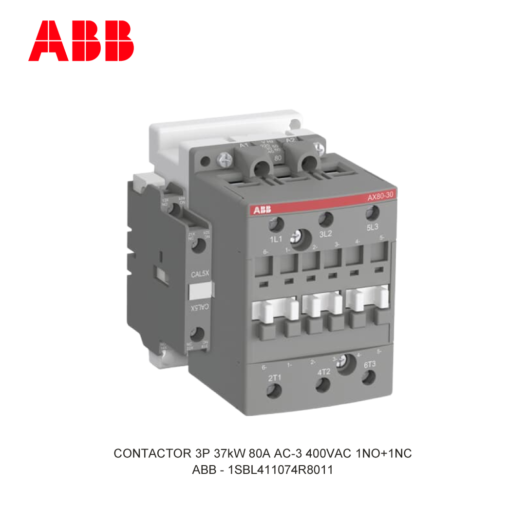 CONTACTOR 3P 37kW 80A AC-3 220-230V COIL 400VAC 1NO+1NC