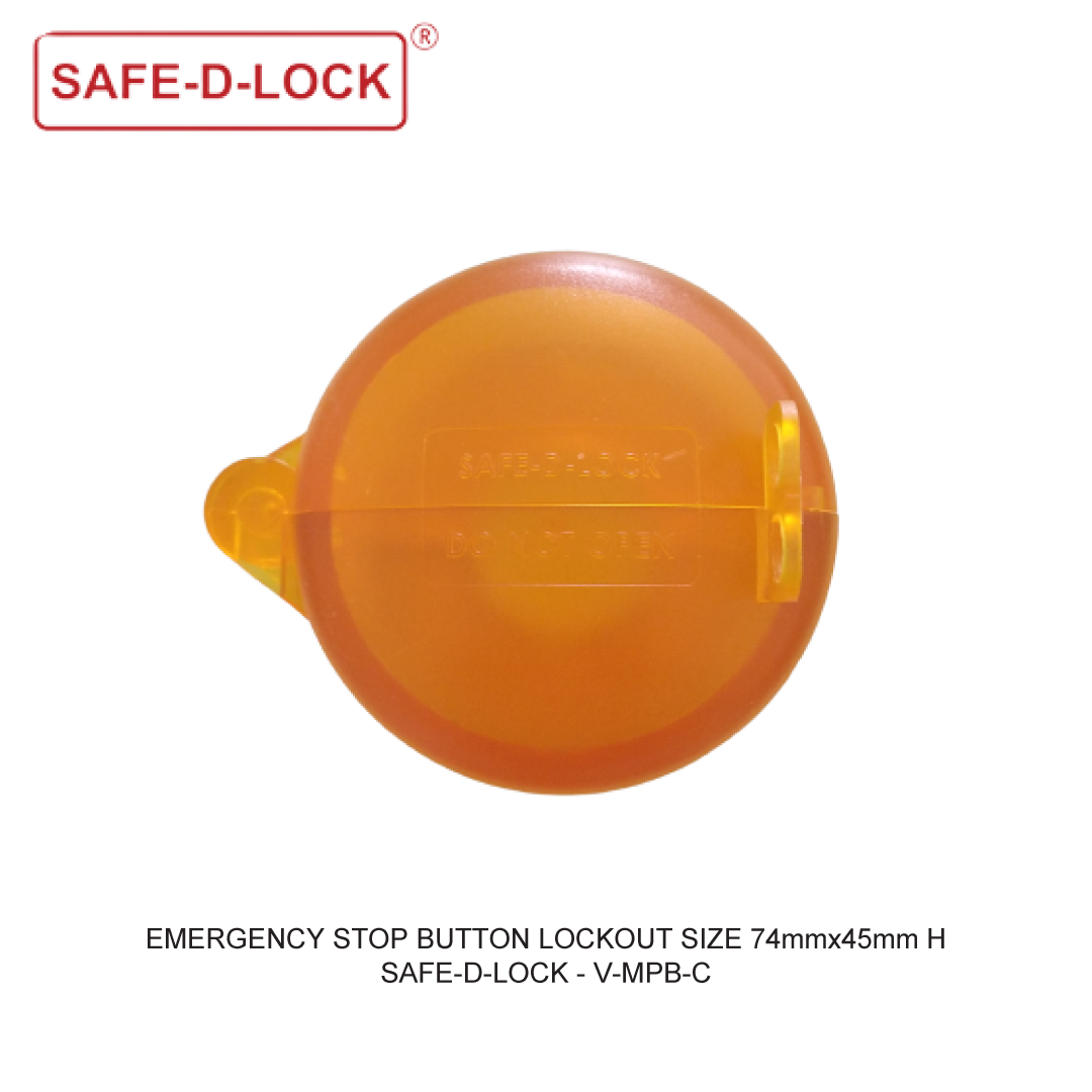 EMERGENCY STOP BUTTON LOCKOUT SIZE 74mmx45mm H