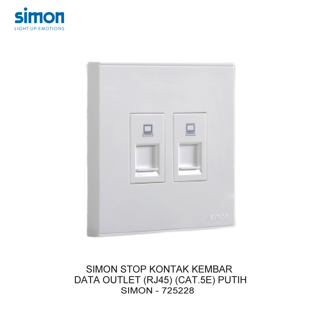 SIMON E6 STOP KONTAK KEMBAR DATA OUTLET (RJ45) (CAT.5E) PUTIH