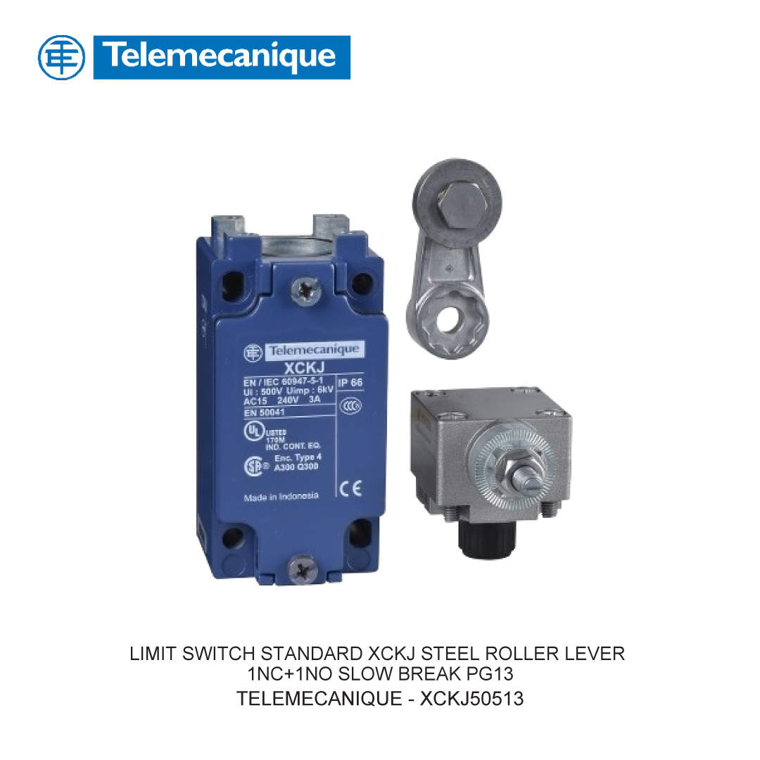 LIMIT SWITCH STANDARD XCKJ STEEL ROLLER LEVER 1NC+1NO SLOW BREAK PG13