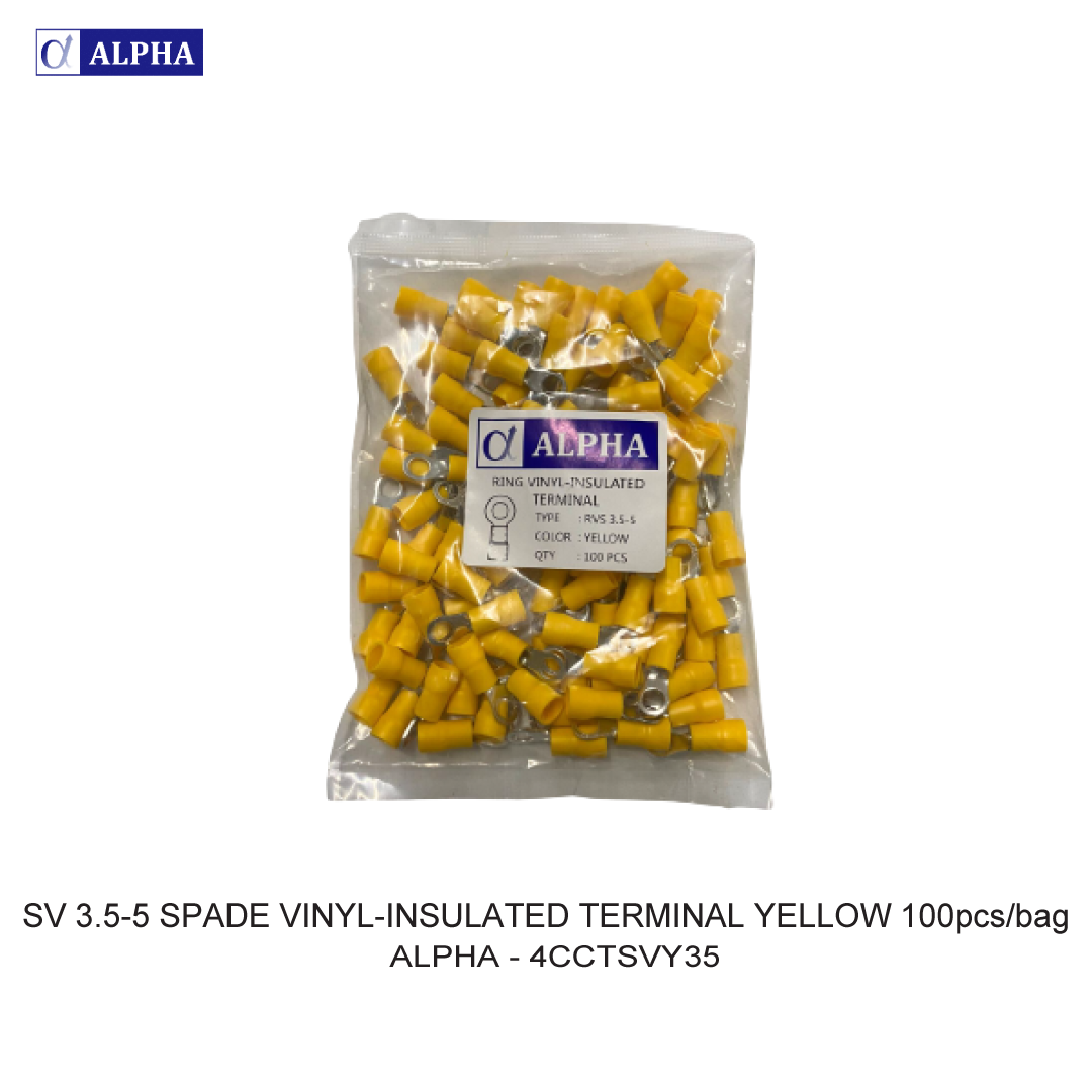 SV 3.5-5 SPADE VINYL-INSULATED TERMINAL YELLOW 100pcs/bag