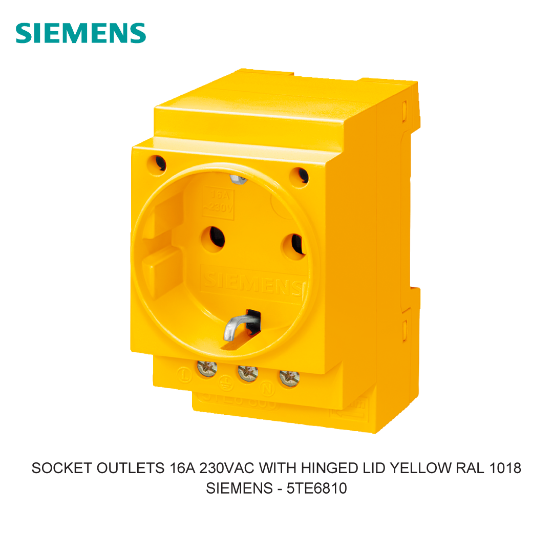 SOCKET OUTLETS 16A 230VAC WITH HINGED LID YELLOW RAL 1018