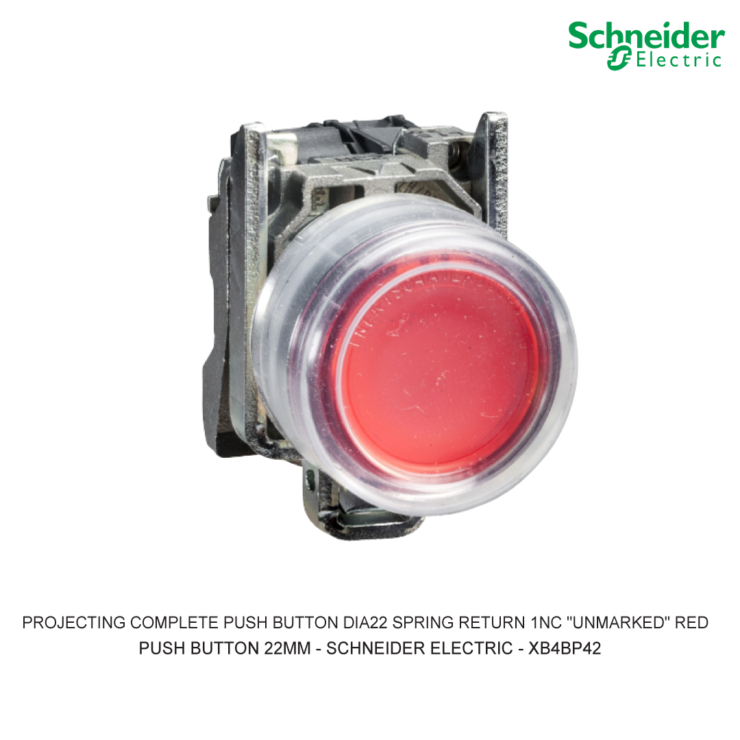 PROJECTING COMPLETE PUSH BUTTON DIA22 SPRING RETURN 1NC "UNMARKED" RED