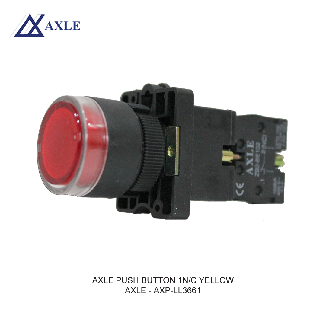 AXLE PUSH BUTTON 1N/C YELLOW
