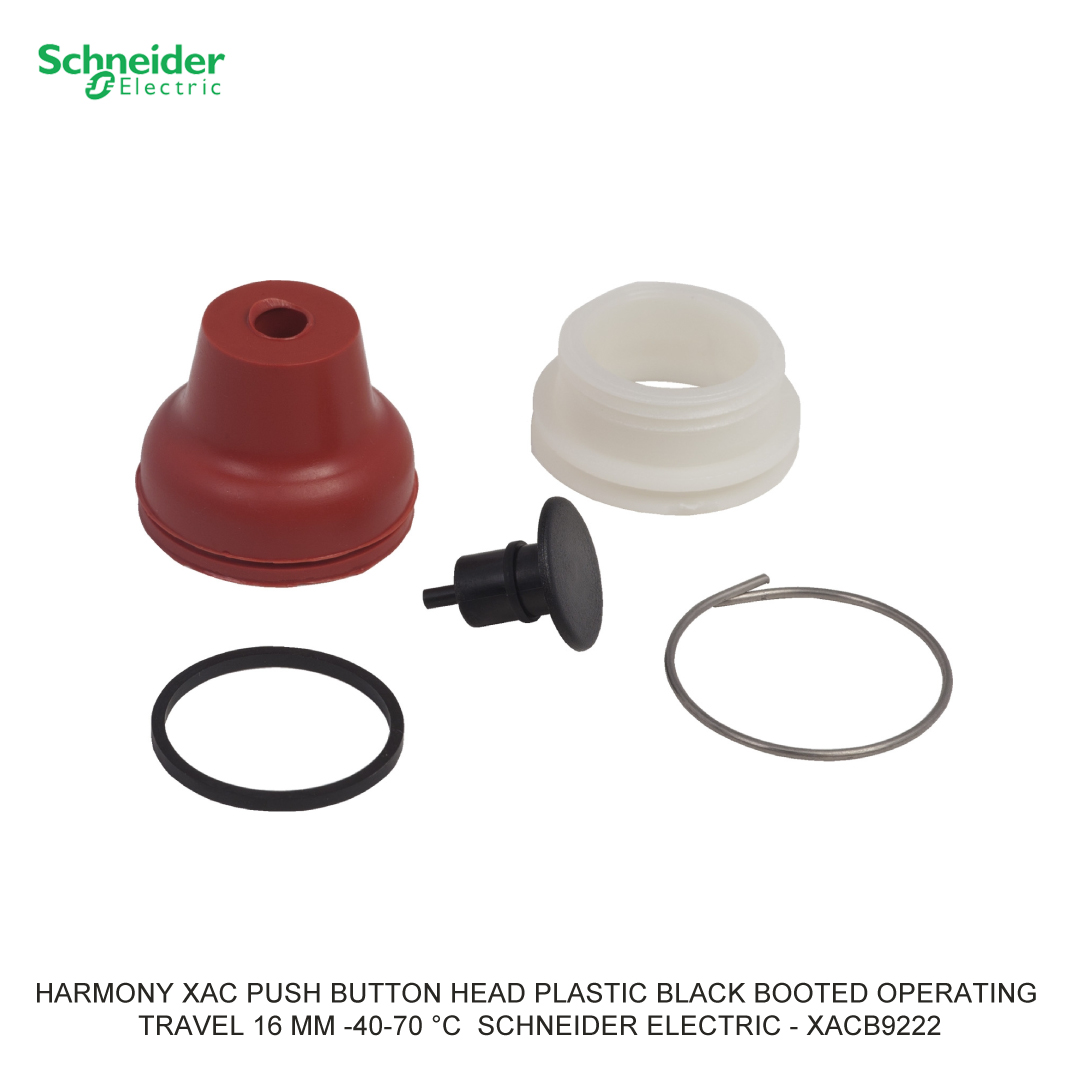 HARMONY XAC PUSH BUTTON HEAD PLASTIC BLACK BOOTED OPERATING TRAVEL 16 MM -40-70 °C