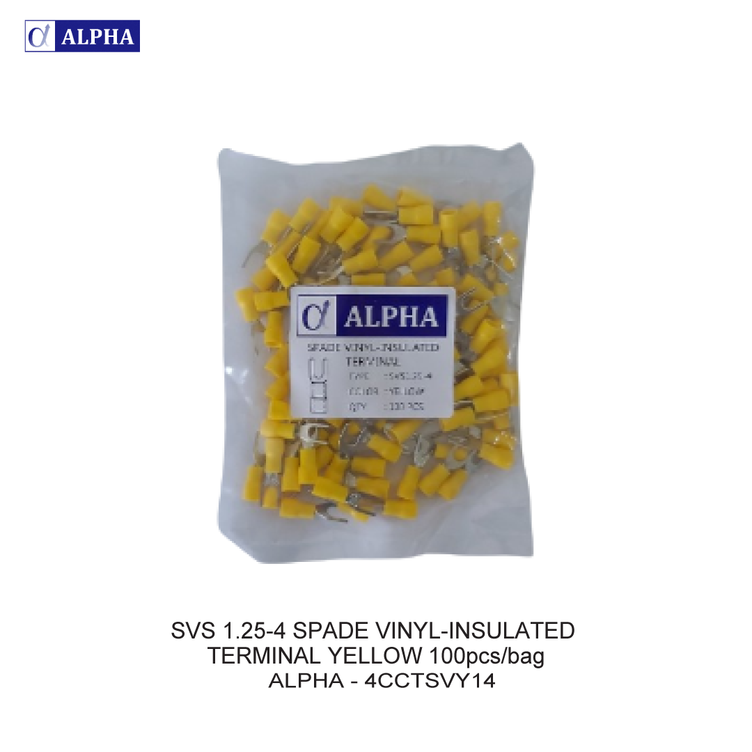 SVS 1.25-4 SPADE VINYL-INSULATED TERMINAL YELLOW 100pcs/bag