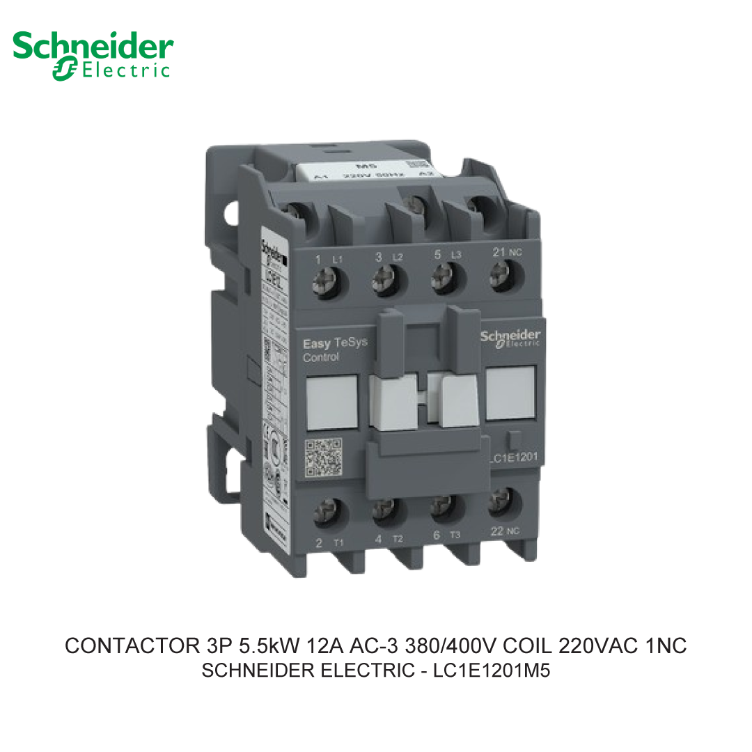 CONTACTOR 3P 5.5kW 12A AC-3 380/400V COIL 220VAC 1NC