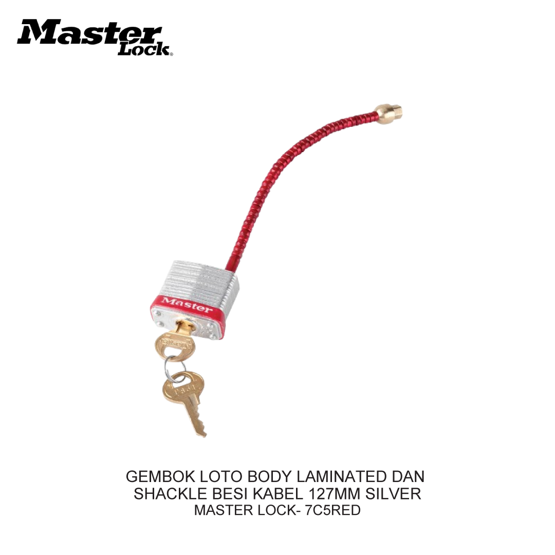 GEMBOK LOTO BODY LAMINATED DAN SHACKLE BESI KABEL 127MM SILVER